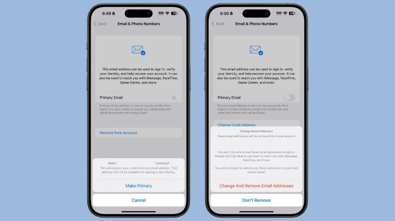灵丘苹果手机维修分享苹果 iOS 18.1 支持设置“主要”邮箱地址并更改 iCloud 邮箱 