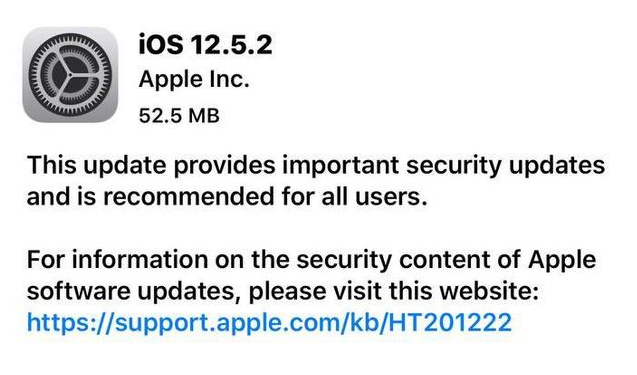 灵丘苹果手机维修分享iOS12.5.2发布，建议所有老苹果用户安装 